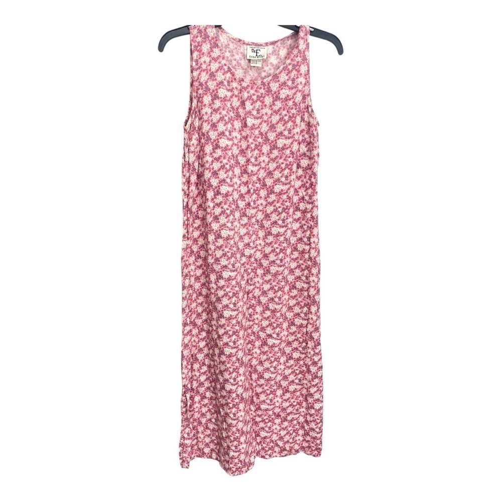 90’s Vintage Slip/Smock Pink Floral Sleeveless 100% Rayon Dress Size 10